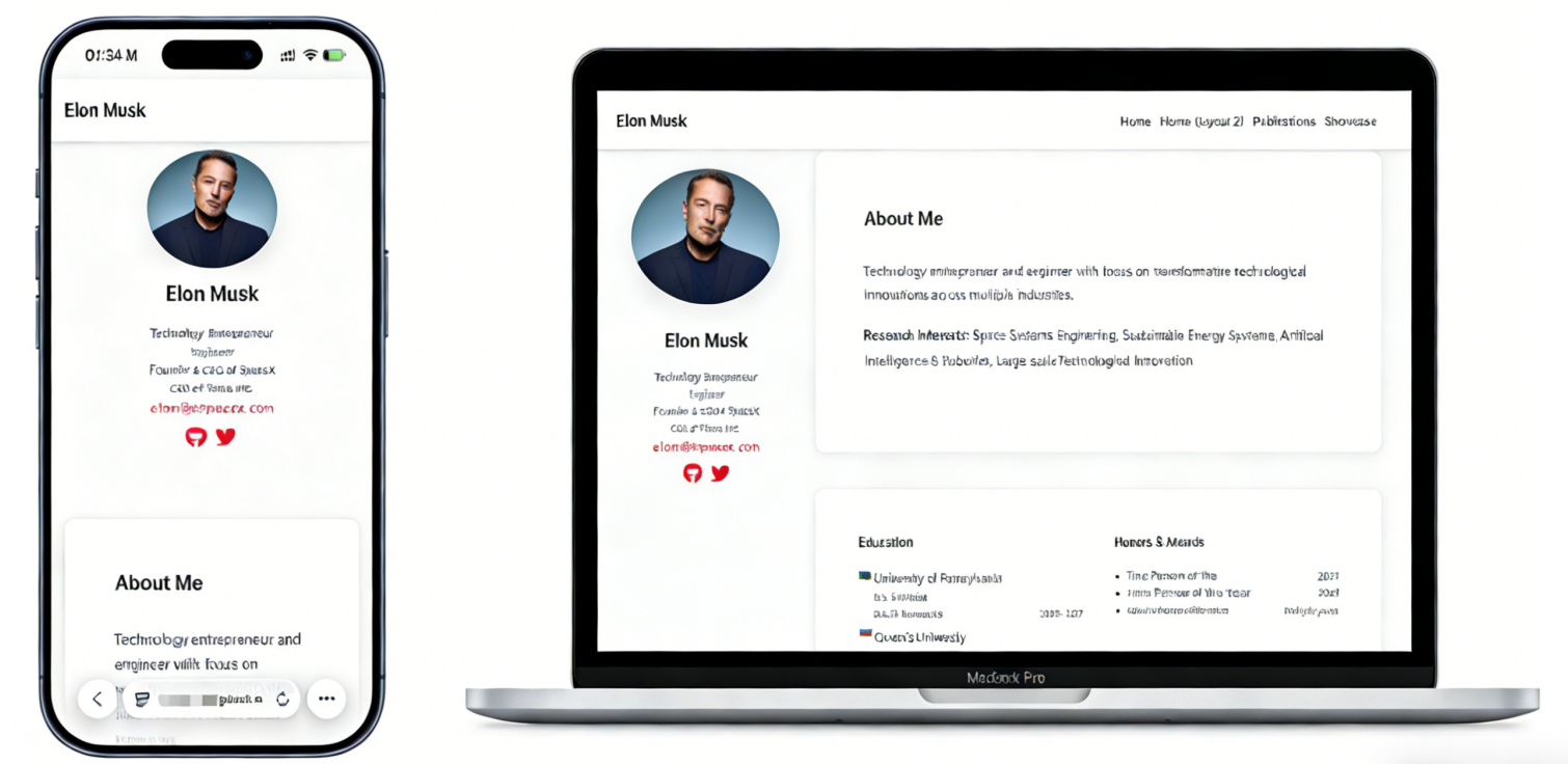 个人网站与学术博客示例截图